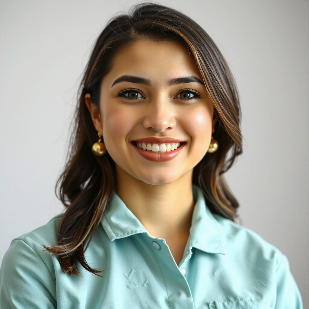 Portrét usměvavé profesionální ženy v moderní úklidové uniformě.