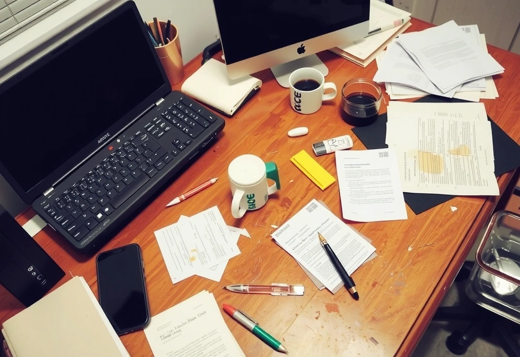 Kancelář před úklidem