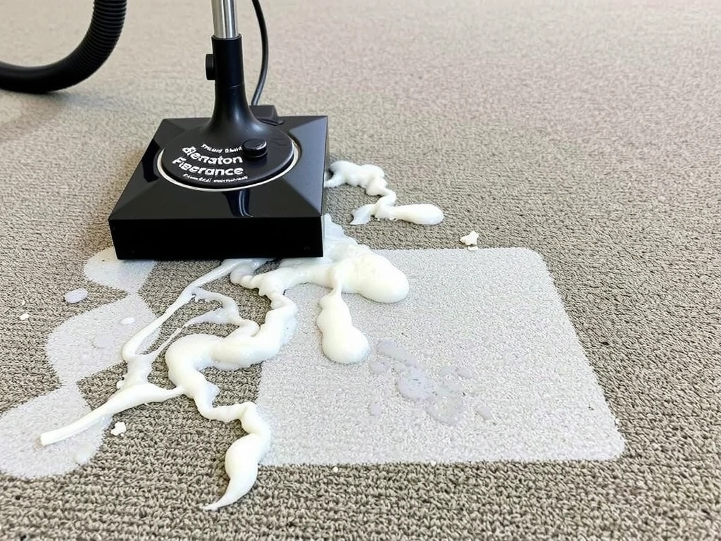 Detailní záběr na koberec, který je profesionálně čištěn strojem